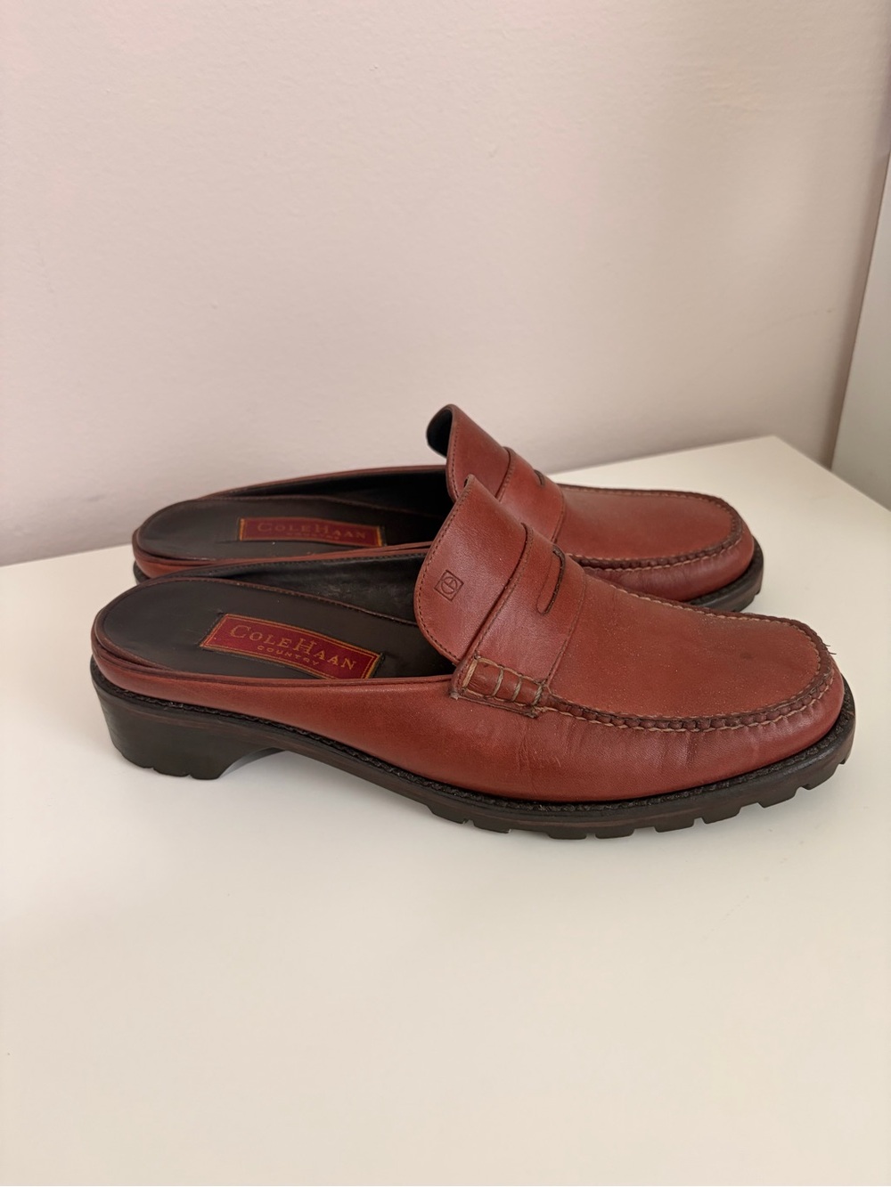 Cole Haan Country Women’s Leather Slip-On Mule Loafers in Brown